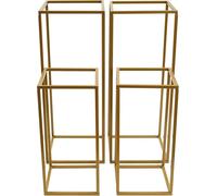 Présentoir de fleurs - Colonnes de plantes Support de sol - Lot de 4 en métal - 20×20×40 cm & 24×24×60 cm - Décoration de fête de mariage - Or