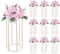 Présentoir de fleurs de mariage - Podium de fleurs/tabouret pour plantes - Set de 10 pièces - 29x25x60 cm - Avec support en acrylique - Pieds hexagonaux - Pour la décoration de table, fête, anniversai