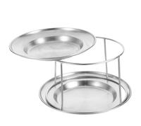 Présentoir de Fruits de Mer en Acier Inoxydable, Double Couche | Structure Démontable, Argenté, pour Table de Repas et Buffet, Facile à Nettoyer, Portable, Élégant
