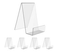 Présentoir de livres - Présentez la littérature et l'art avec clarté en acrylique transparent, design incliné, taille 100 x 115 x 145 mm + lot de 5 pièces, haute qualité, poli A