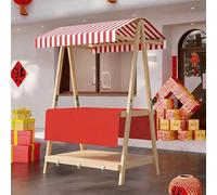 Présentoir de marché en bois, chariot pliable avec auvent pour nourriture de rue, marchés agricoles, événements en plein air, kiosque de vente portable, construction durable