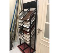 Présentoir de rangement à plusieurs niveaux, étagère de présentation avec porte et 24 emplacements pour cartes, présentoir pour échantillons de verre/marbre, porte-affiches vertical pour sal