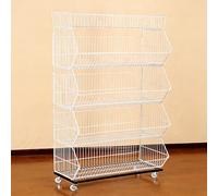 Présentoir de rangement à plusieurs niveaux, étagère mobile en fil métallique avec roulettes - Étagère de marché à 3 niveaux pour fruits et légumes - Solution de stockage en gros pour le com