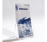 Présentoir de table pour prospectus DIN Long (DL), porte-brochures de VITAdisplays, présentoir de prospectus transparent