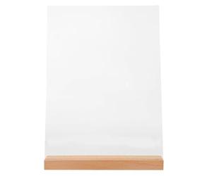 Présentoir de Table Support Menu avec Base Bois, en Acrylique | Visibilité Nette, Changement Rapide du Contenu, Usage pour Menus de Restaurant et Panneaux de Table