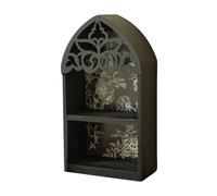 Présentoir décoratif arqué avec bois, Black two frame | Panneau arrière à floral, profil arqué, espaces d ' affichage séparés, présentation décorative pour petites