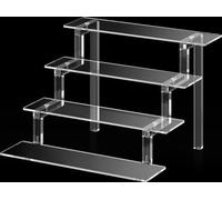 Présentoir en acrylique à 4 niveaux avec support surélevé pour figurines, escalier, vitrine, présentoir, cupcakes, desserts, rangement transparent pour maquillage, cosmétiques et épices