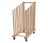 Présentoir en bois avec poignée et roulettes - Support de rangement en carton - Capacité de charge de 59 kg - Pour bloc de papier imprimé, galerie d'œuvres d'art