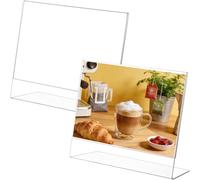 Présentoir Incliné de Table, 2 Pièces Porte Affiche A5, Presentoir A5 en Plastique Transparent, Acrylique L-Standard Menu Dépliant pour Restaurants, Hôtels, Conférence Réception, Dépliant, Flyer