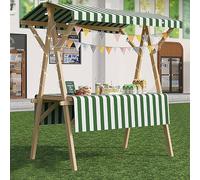 Présentoir portable avec auvent et nappe pliable à pousser sur roulettes pour événements, festivals, foires commerciales, 120/150 cm de long, facile à installer et à transporter