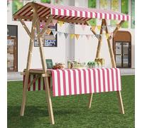 Présentoir portable avec auvent et nappe pliable à roulettes pour événements et festivals Longueur 120/150 cm Facile à installer Léger