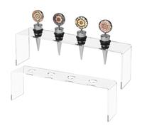 Présentoir pour bouchon de vin, étagère en acrylique, étagère transparente, 24 x 7 x 5 cm, 2 pièces avec 4 emplacements antidérapants, pour bureau, cuisine, bibliothèque, bar à domicile pour homme ou