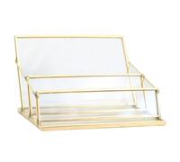 Présentoir Pour Cartes De Visite En Métal Doré Et Verre, Pour Bureau, Montage Sur Table, 11,77 Cm, Affichage Transparent, Organise Les Cartes De Visite