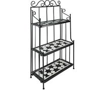 Etagère pour plantes mosaïque 3 niveaux - noir/blanc