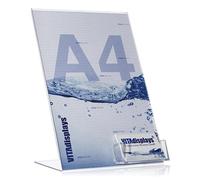 Présentoir publicitaire DIN A4 - Support en L - Avec porte-cartes de visite supplémentaire - En Plexiglas d'origine