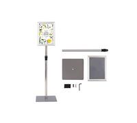 Présentoir sur Pied GIANTEX Argent 73,5- 118 cm Porte Affiche sur Pied A4 Support Réglable en Acier Inoxydable