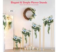 Présentoirs à fleurs et vases en métal - Socle géométrique - Lot de 4 - Hauteur 40/60/80/100 cm - Empreinte au sol 21–30 cm - Capacité de charge 10 kg par présentoir - Jaune