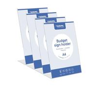 Présentoirs de table Europel Budget, lot de 4 pièces, format L, DIN A4, polystyrène transparent 1,5 mm, présentoirs pour menus et brochures pour restaurants, hôtels, conférences et réceptions