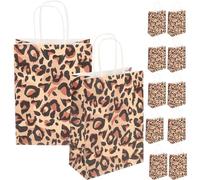 Présents en Papier Kraft à Motif Animal Paquet 12 Pièces | Imprimé Léopard Élégant, Soufflet Stable, pour Achats, Friandises, Boutiques, Fêtes et Présents Événementiels
