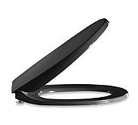 Pressalit Calmo WC siège 556001-D15999 noir, charnière universelle D15, acier inoxydable, avec couvercle, abaissement automatique