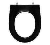 Pressalit Objecta D Pro WC siège 989111-DF7999 charnière fixe DF7, Inox , noir polygiene, sans couvercle, standard