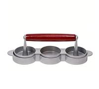 Presse à Burger 3-en-1, Moule à Steak Haché Antiadhésif, Presse Mini Viande pour 3 Galettes, Aluminium pour Barbecue Pique-nique Camping (21,5x8,8cm)