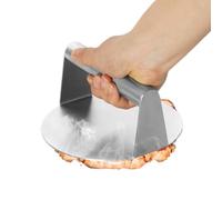 Presse à Burger INOX Antiadhésif 14 cm pour Smash Burger, Plancha et BBQ | Acier inoxydable brossé, passe au lave-vaisselle, fond plat pour cuisson uniforme, compatible cuisinière et grill
