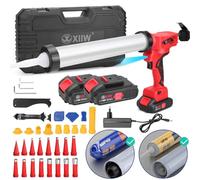 Presse à cartouche électrique pistolet à silicone avec 2 batteries 21V 2Ah | 7840N pistolet à cartouche avec LED, 16X buses d'étanchéité, 6X bases de rechange, 0-32mm/s, 6 vitesses, pour saucisse