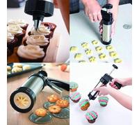 Presse à gâteaux Ibzoa® en acier inoxydable, avec 13 pochoirs en aluminium et 8 buses en acier inoxydable – Kit de décoration pour biscuits et gâteaux