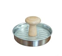 Presse à hamburger en acier inoxydable avec poignée en bois - Grande machine à hamburger pour cuire des galettes de viande, poisson, légumes et saucisses