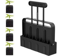 Presse à main pour 4 mottes de terre de 5 x 5 cm, avec lance-semis et gants ; support à billes d'acier pour le repiquage des plantes