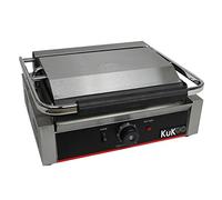 Presse à Panini Professionnelle Grill Electrique - 2 plaques Inox Rainurées 2200W 50-300 ° C - Parfait Sandwicherie, Restaurant HORECA Grille Poisson Légumes Croques Viande [Brosse Nettoyage INCLUSE]