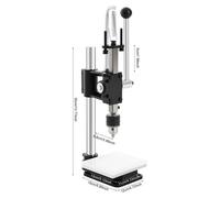 Presse à poinçonner le cuir - Machine manuelle - Hauteur réglable de 0 à 16 cm - Mandrin de perçage de 1,5 à 13 mm - Course de 88 mm - Plaque graduée - Fonte - Noir