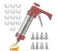 Presse à Spritz,Ustensiles de Cuisine en Acier Inoxydable pour Pâtisserie - Set avec 13 Disques et 8 Douilles pour Façonnage de Pâte | Pour Pâtisserie Gâteau Dessert Famille Maison Boulanger Fête Rass