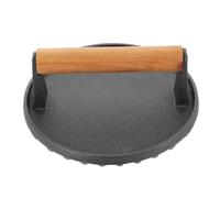 Presse à Viande Ronde en Fer et Bois pour Grill Barbecue | Surface Lisse, Prise Sûre, Cuisson Plus Rapide, Noir, pour Restaurant Rapide et Fête
