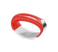 Presse-ail à bascule en acier inoxydable, hachoir à ail de qualité supérieure, design en arc avec prise en main confortable (rouge)