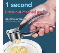 Presse-ail antidérapant épaissi pince à ail multifonctionnel en alliage de Zinc en acier inoxydable manuel tirer Type poinçon à ail silver