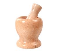 Presse-ail en acier inoxydable Ensemble mortier et pilon broyeur de pilules en marbre poli naturel poli, broyeur d'épices, bol d'herbes, poudre de pesto petite taille 3,7 pouces Broyeur d'ail(Beige)