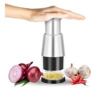 Presse-Ail Hacheuse Échalote Oignon Inox, Coupe Légume Manuel Poussoir Noir - Convient pour gingembre poivrons Lumiryn