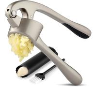 Presse-ail haut de gamme - Antirouille, compatible lave-vaisselle, poignée ergonomique facile à presser, avec éplucheur et brosse ,q