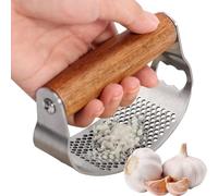Presse-ail Manuel En Acier Inoxydable | Hachoir À Ail En Acier Inoxydable Avec Manche En Bois | Ecrase Ail Manuel Hachoir Ail Coupe Ail Garlic Press | Presse Ail À Bascule Inox