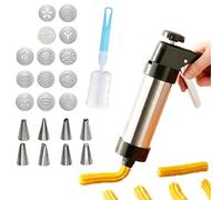 Presse-biscuits en acier inoxydable - Ustensile de cuisine avec 13 disques de moulage et 8 douilles - Presse-biscuits manuel - Pour décoration de pâtisserie de Noël, gâteaux, , crêpes