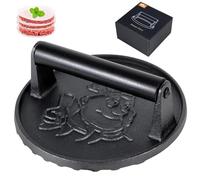Presse Burger-à Smash Burger Robuste avec poignée d'isolation thermique-17,8 cm Presse à Hamburger en Fonte-Presse Bacon-Presse Steak haché-Presse Hamburger-50 Feuilles de Papier galé pour Hamburger