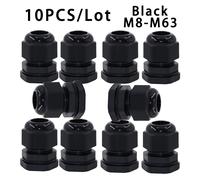 Presse-étoupe étanche M8 M12 M16 M20 M25 M32 M40, Joint d'étanchéité en plastique noir, Nylon IP68, fixation de câble blanc, connecteur en Nylon, 10 pièces M20-14 BK 10Pcs
