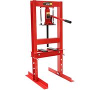Presse hydraulique d'atelier - Châssis en H - Capacité 6 t - Course 125 mm - Réglage en hauteur à 4 niveaux - Manuelle - Distance de travail 0–28 cm - Avec plaques de serrage