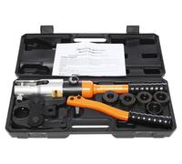 Presse hydraulique pour tubes en cuivre - Pince de serrage de 10 tonnes - Jeu de matrices M12-M28 - Pour la plomberie et le montage de tuyaux - Livrée avec une mallette de transport - Couleur : orange
