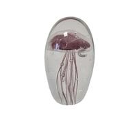 Presse papier sulfure méduse aubergine en verre 8 cm