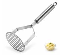 Presse Purée Acier Inoxydable, Presse Légumes & Fruits, 23,6 cm | Poignée Ergonomique, Plaque Renforcée, Anneau de Suspension, Trous Carrés, Compatible Lave-vaisselle