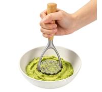 Presse-purée | avec poignée en bois double arc | Presse-purée en métal | pour avocat, banane, carottes, fruits doux, légumes, maison, salle à manger, appartement, cuisine quotidienne