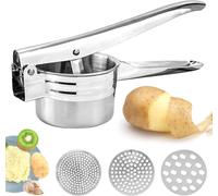 Presse-purée manuel, presse-purée professionnel en acier inoxydable avec 3 disques interchangeables pour fruits, légumes, aliments